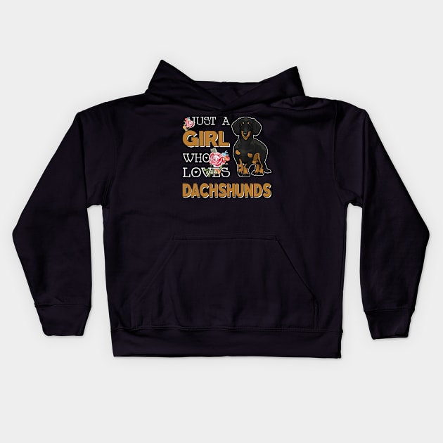 Just A Girl Who Loves Dachshunds Kids Hoodie by Xamgi